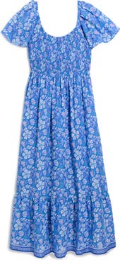 vineyard vines Floral Smocked Flutter Sleeve Maxi Dress