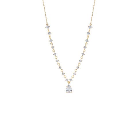 CZ Fancy Tennis W/ Pear Drop Necklace