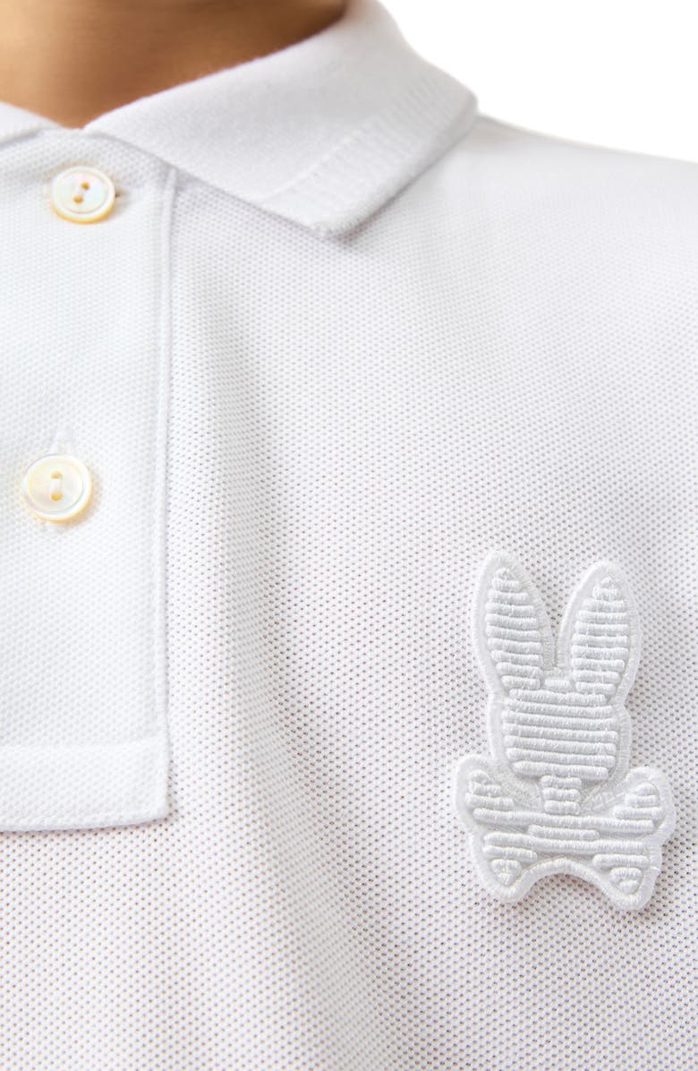 Psycho Bunny Kids' Kingston Tipped Piqué Polo, Alternate, color, White