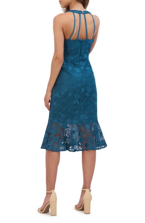 Siena Floral Lace Midi Dress In Blue