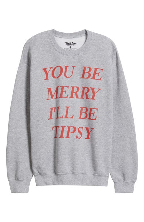 Junk Food Be Merry Cotton Blend Crewneck Sweatshirt In Gray