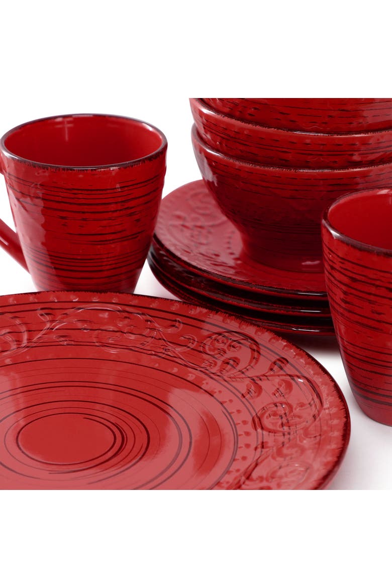 Malibu Ocean Bloom 16-Piece Dinnerware Set, Alternate, color, Red