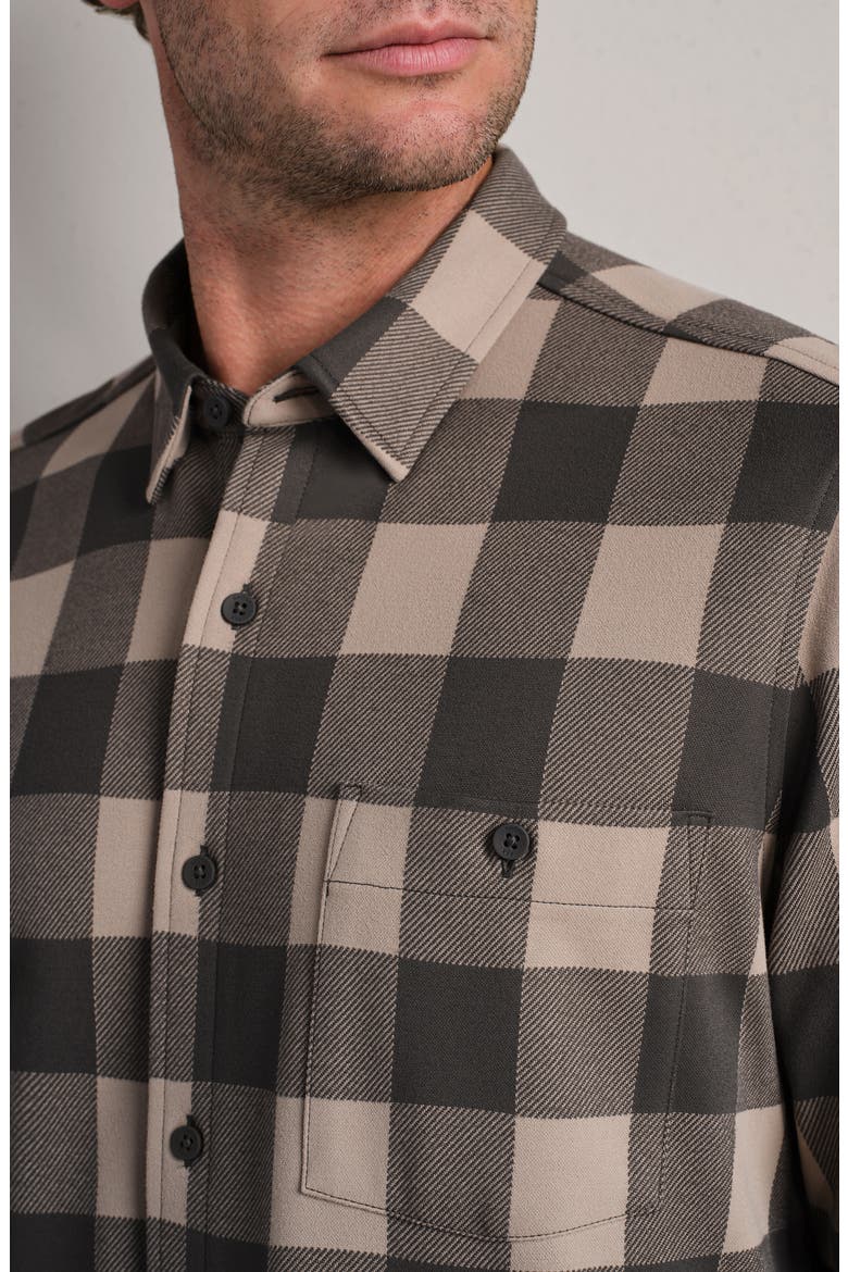 Hardy Check Flannel Button-Up Shirt, Alternate, color, FOGGY TAUPE/ IRON BUFFALO