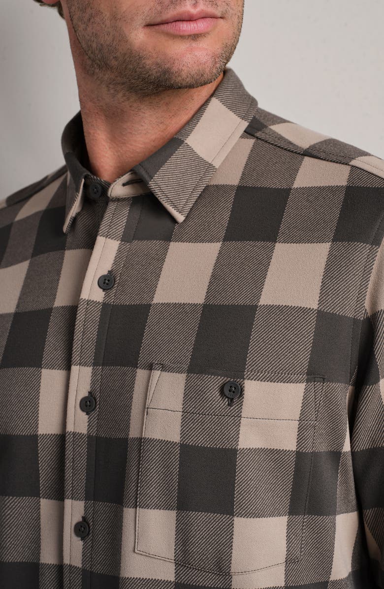 Rhone Hardy Check Flannel Button-Up Shirt, Alternate, color, Foggy Taupe/ Iron Buffalo