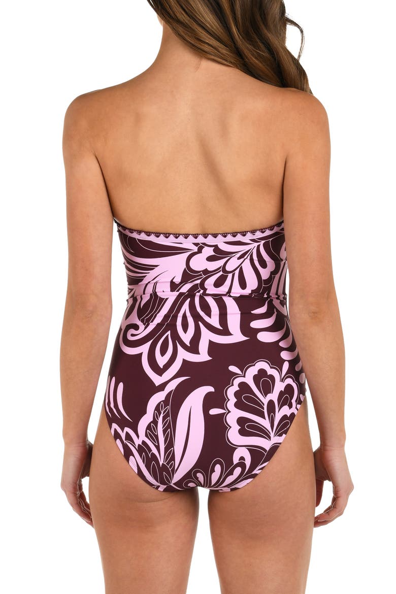 Fiji Bandeau One-Piece Swimsuit, Alternate, color, DARK CHERRY