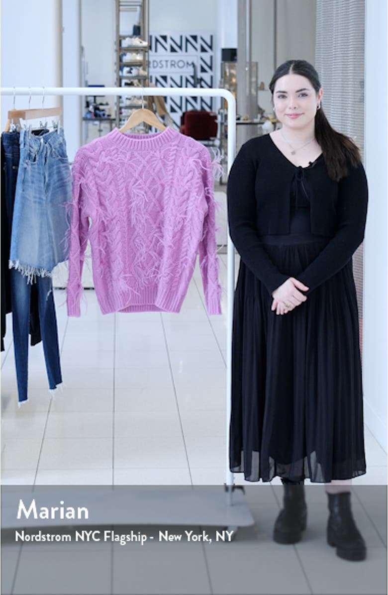 Feather Trim Cable Knit Sweater, sales video thumbnail
