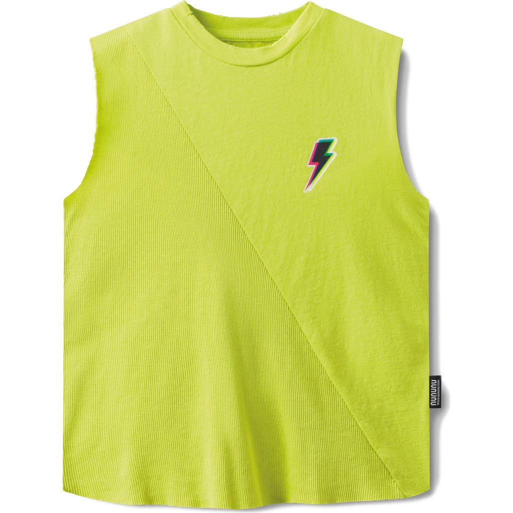 Nununu Kids' Dizzy Bolt Sleeveless Graphic Tank In Hot Lime
