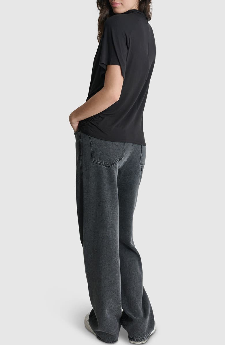 DKNY Mock Neck Ruched Jersey Top, Alternate, color,