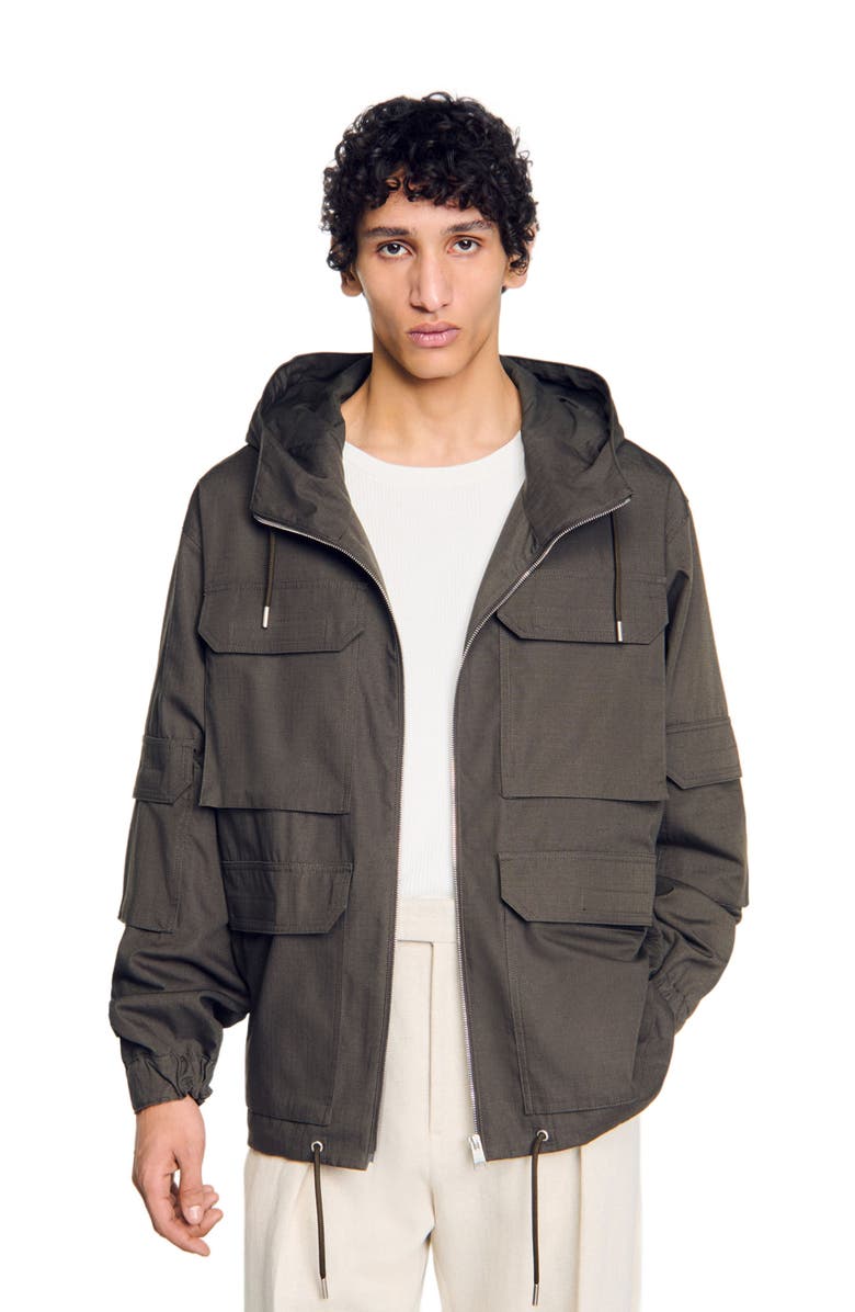 SANDRO Hooded military parka, Alternate, color, 