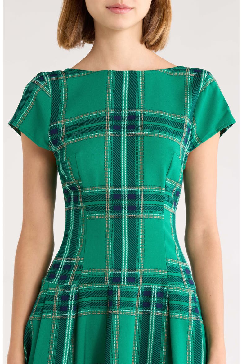 Jade Pleated Plaid Dress, Alternate, color, JADE MULTI