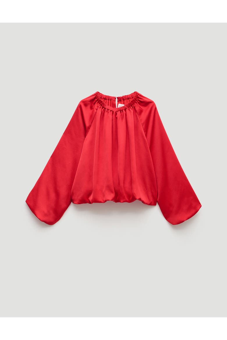 Satin Bubble Hem Top, Alternate, color, Fiery Red