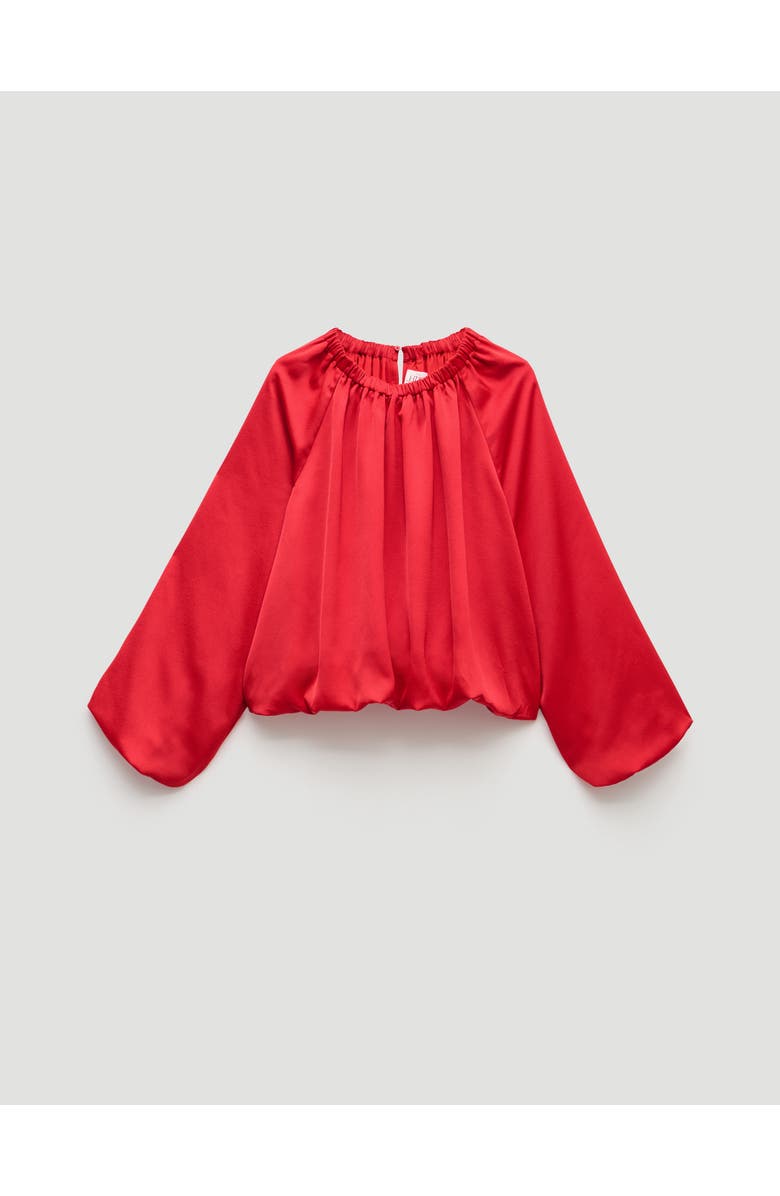 Hush Satin Bubble Hem Top, Alternate, color, Fiery Red