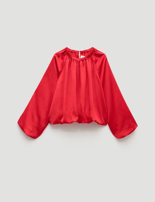 Hush Satin Bubble Hem Top In Red