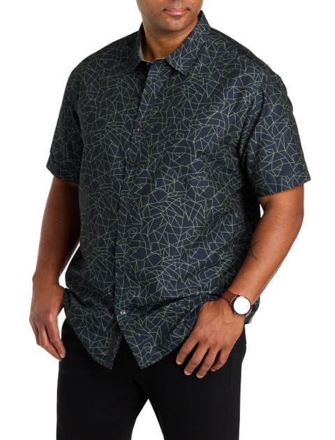 Big & Tall Microfiber Abstract Lines Sport Shirt