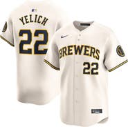 Nike Men's Nike Christian Yelich Cream Milwaukee Brewers Home Limited Player Jersey