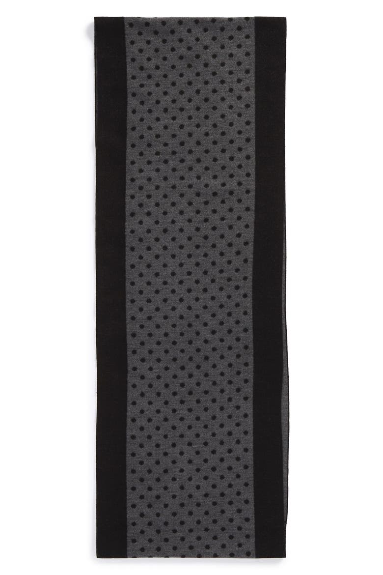 Polka Dot Silk Infinity Scarf, Alternate, color, GREY/ BLACK