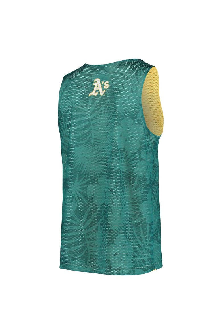 Men's FOCO Green/Gold Oakland Athletics Floral Reversible Mesh Tank Top, Alternate, color, Green