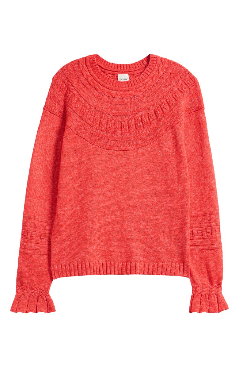 NIC+ZOE Textural Dot Cozy Sweater, Alternate, color, Scarlet