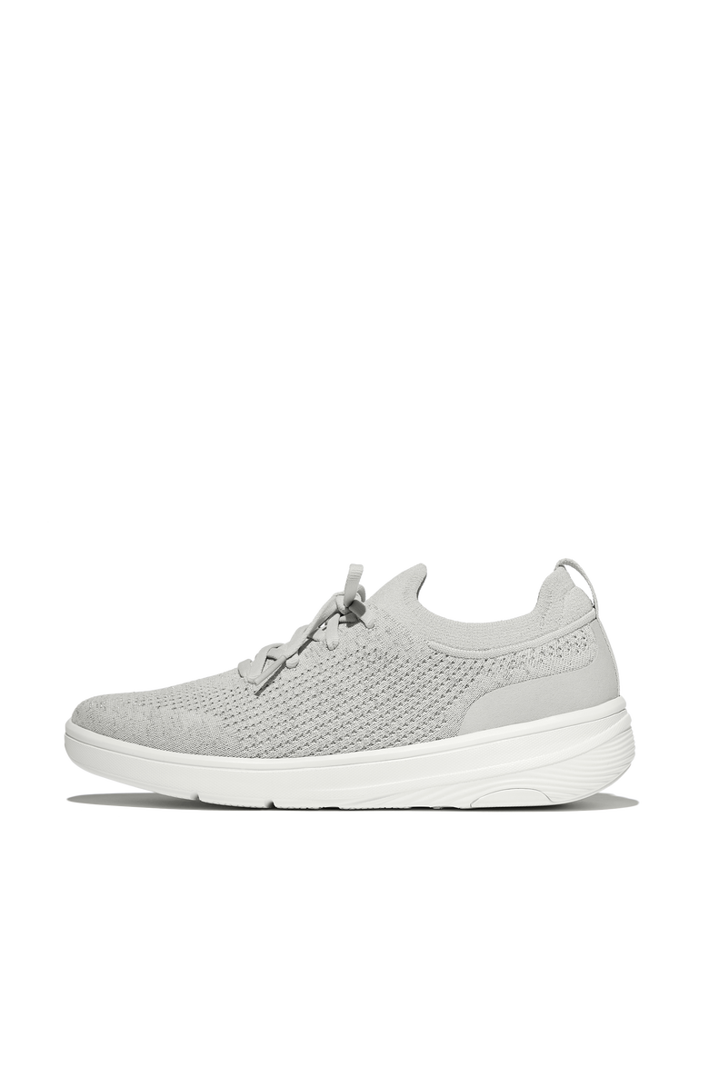 FitFlop Super-Q Knit Slip-On Laced Sneakers, Alternate, color, Arctic Grey/Silver