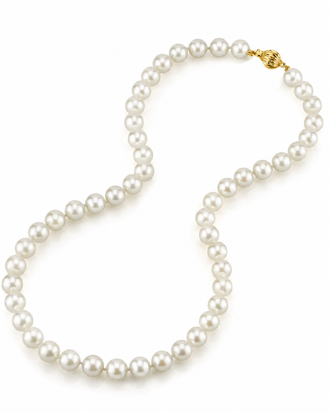 GIA Certified 8.0-8.5mm Japanese Akoya White Pearl Necklace - AAA Quality