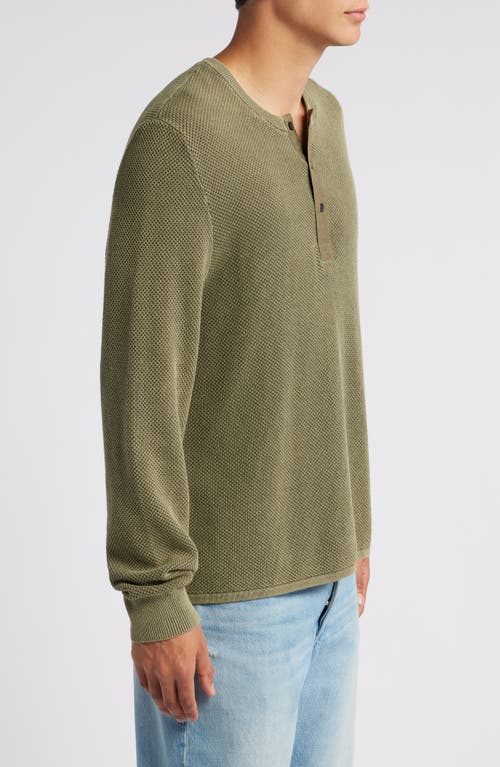 Rag & Bone Dexter Washed Organic Cotton Henley In Forest Green