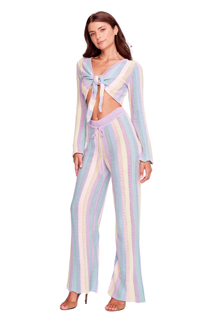 Capittana Paloma Stripe Openwork Crochet Cover-Up Pants, Alternate, color, 