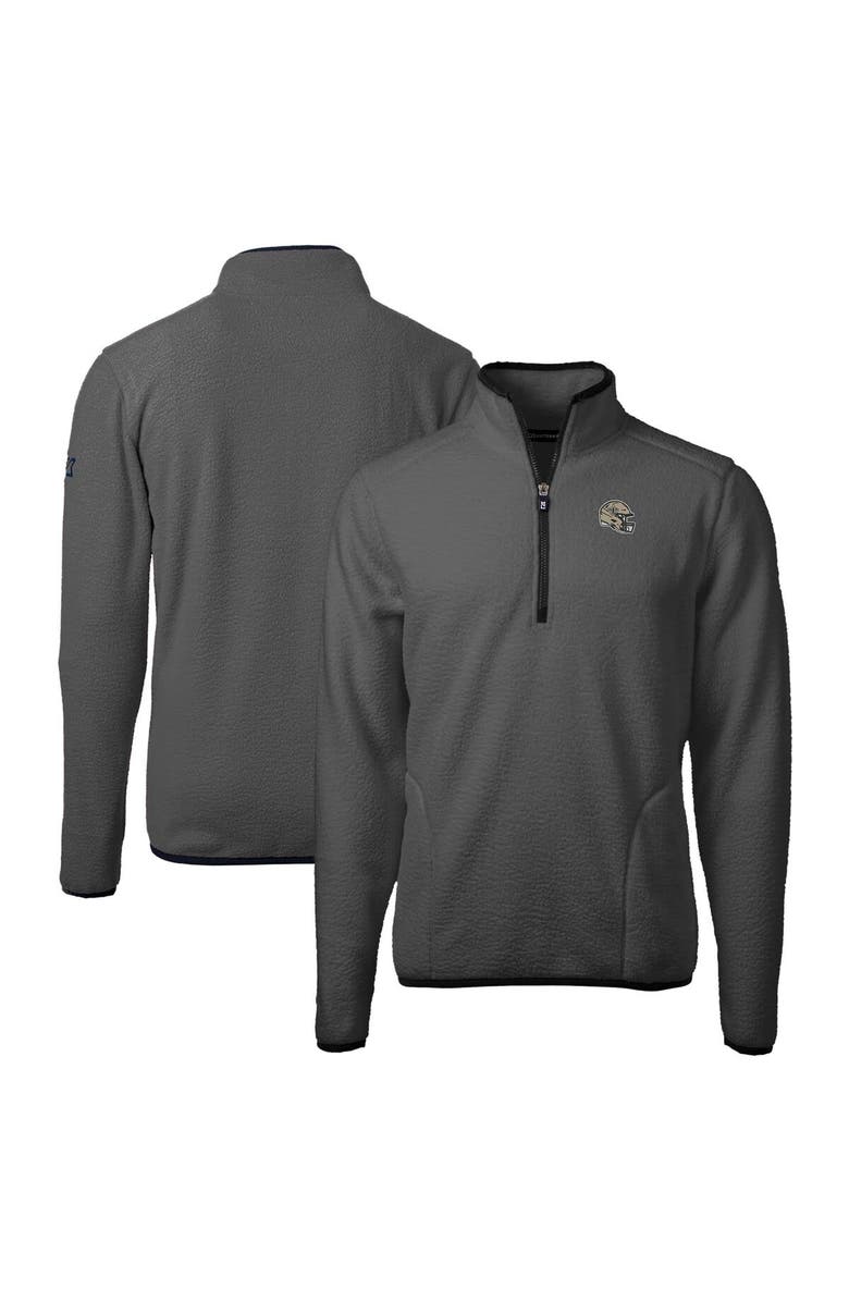 Cutter & Buck Men's Cutter & Buck  Gray/Black New Orleans Saints Helmet Cascade Eco Sherpa Fleece Quarter-Zip Pullover Jacket, Main, color, 