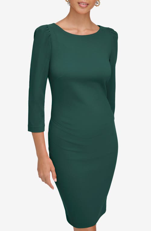 Calvin Klein Scuba Crepe Three-quarter Sleeve Sheath Dress In Green