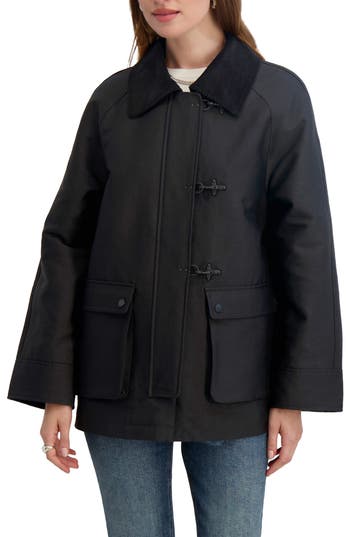 Tahari Women's Collared Canvas Barn Jacket In Black