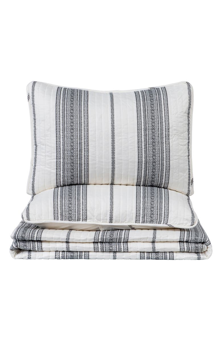 Woven & Weft Farmhouse Stripe Quilt & Sham Set, Main, color, Grey