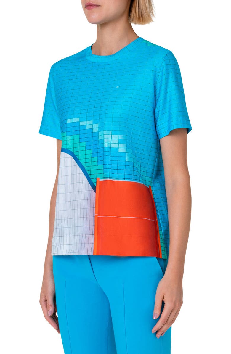 Akris punto Pool Print Cotton Tee, Alternate, color, 
