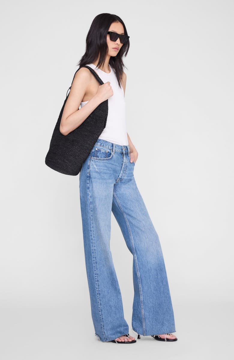 ANINE BING Leah Logo Hobo Bag, Alternate, color, Black