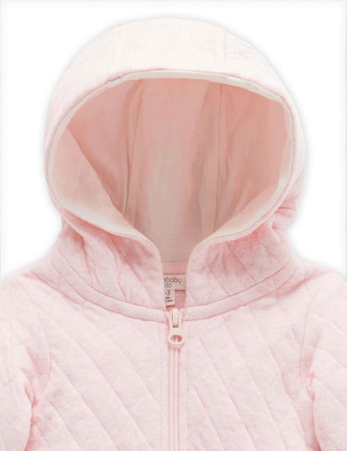 Purebaby Quilted Hooded Coverall Onsie In Pink