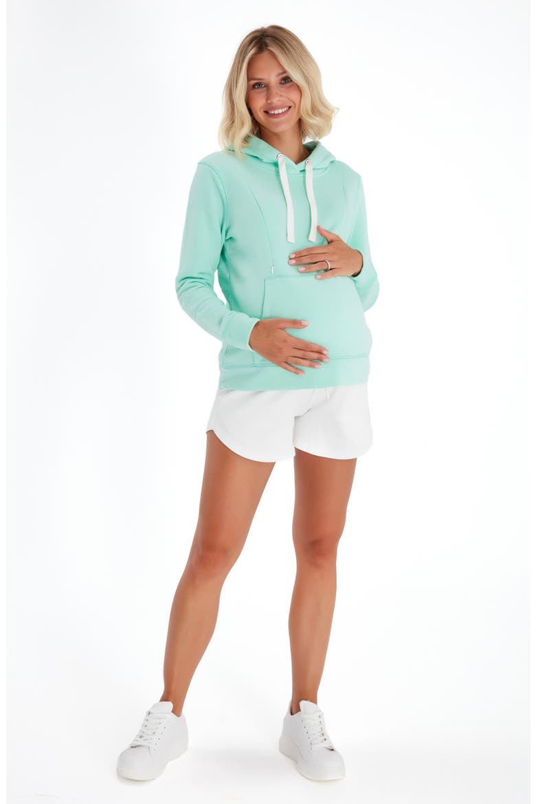 Iconic Maternity/Nursing Hoodie, Alternate, color, ACCOUCHE GREEN