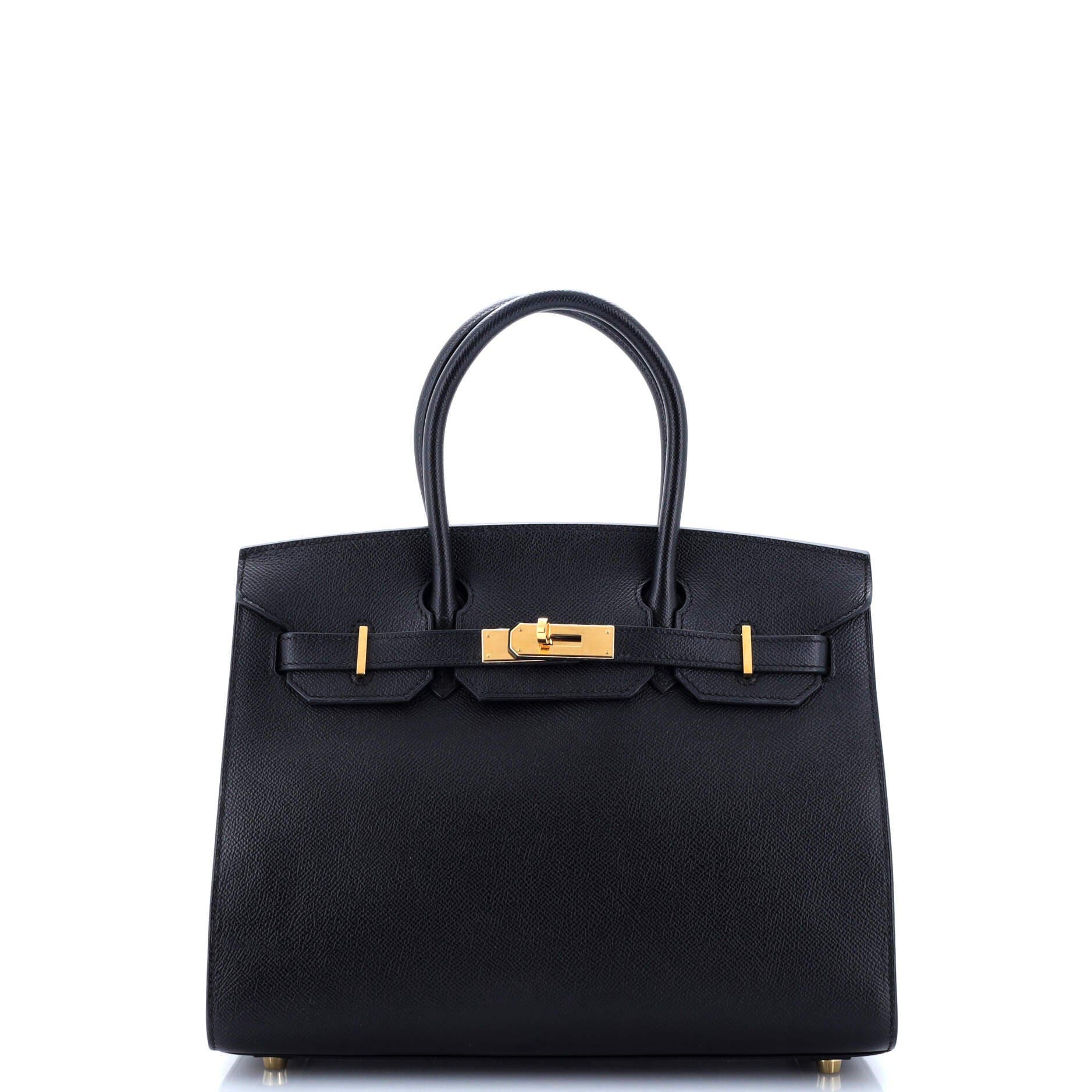 Pre-Owned Hermes Birkin Sellier Bag Black Epsom with Gold Hardware 30, Main, color, 