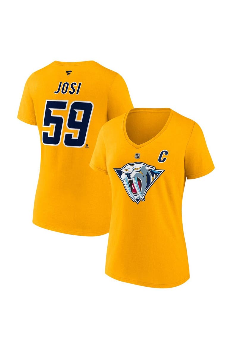 Women's Fanatics Branded Roman Josi Yellow Nashville Predators Special Edition 2.0 Name & Number V-Neck T-Shirt, Main, color, Yellow