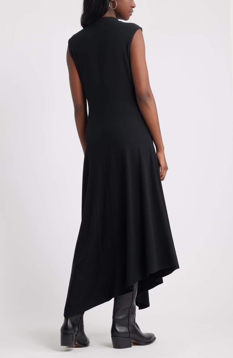 Mock Neck Asymmetrical Maxi Dress