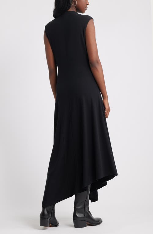 Treasure & Bond Mock Neck Asymmetrical Maxi Dress In Black