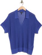 Eileen Fisher Classic Collar Organic Cotton & Silk Polo Sweater