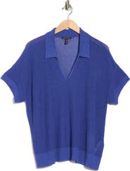 Eileen Fisher Classic Collar Organic Cotton & Silk Polo Sweater