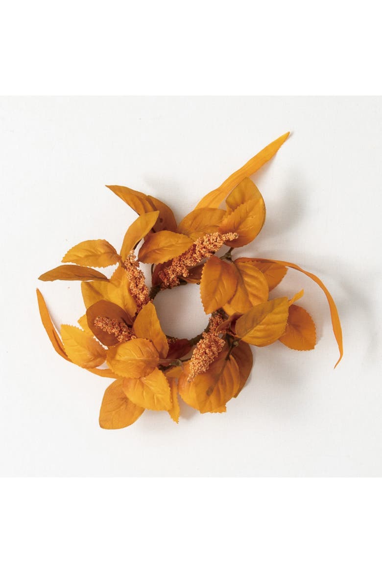 Sullivan's Christmas Mixed Fall Candle Ring, Orange Faux Floral Decor for Crafting, Weddings, Home and Holiday Decoration, 8.25 Inch, Main, color, Orange