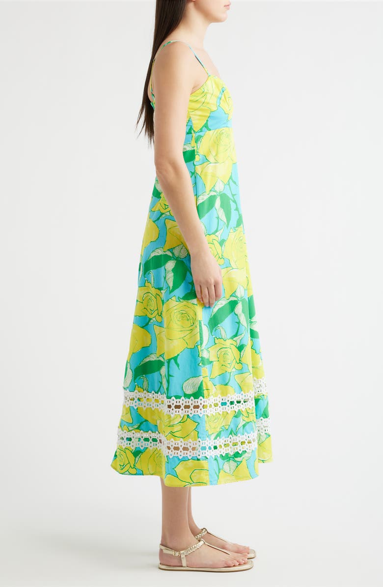 Lilly Pulitzer<sup>®</sup> Haliey Floral Print Midi Dress, Alternate, color, Blue Curacao Rose Bud