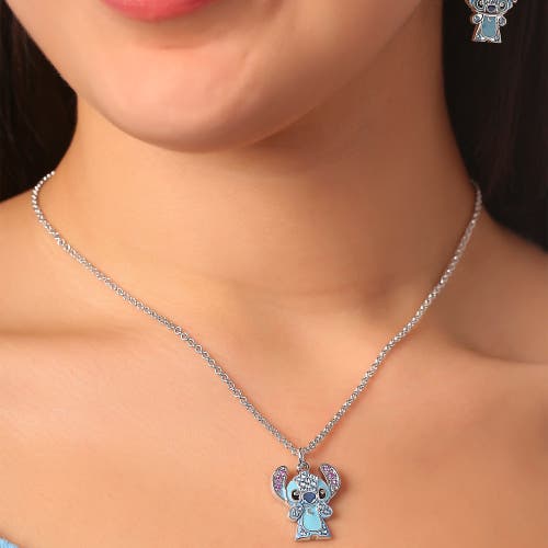 Disney Lilo & Stitch Pave Crystal Pendant Necklace In Gray