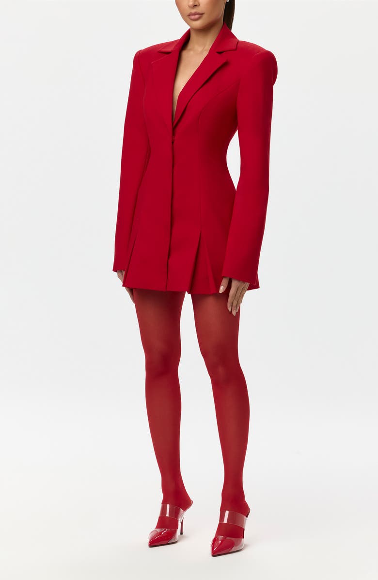 Naked Wardrobe Pleated Long Sleeve Suiting Blazer Minidress, Alternate, color, 