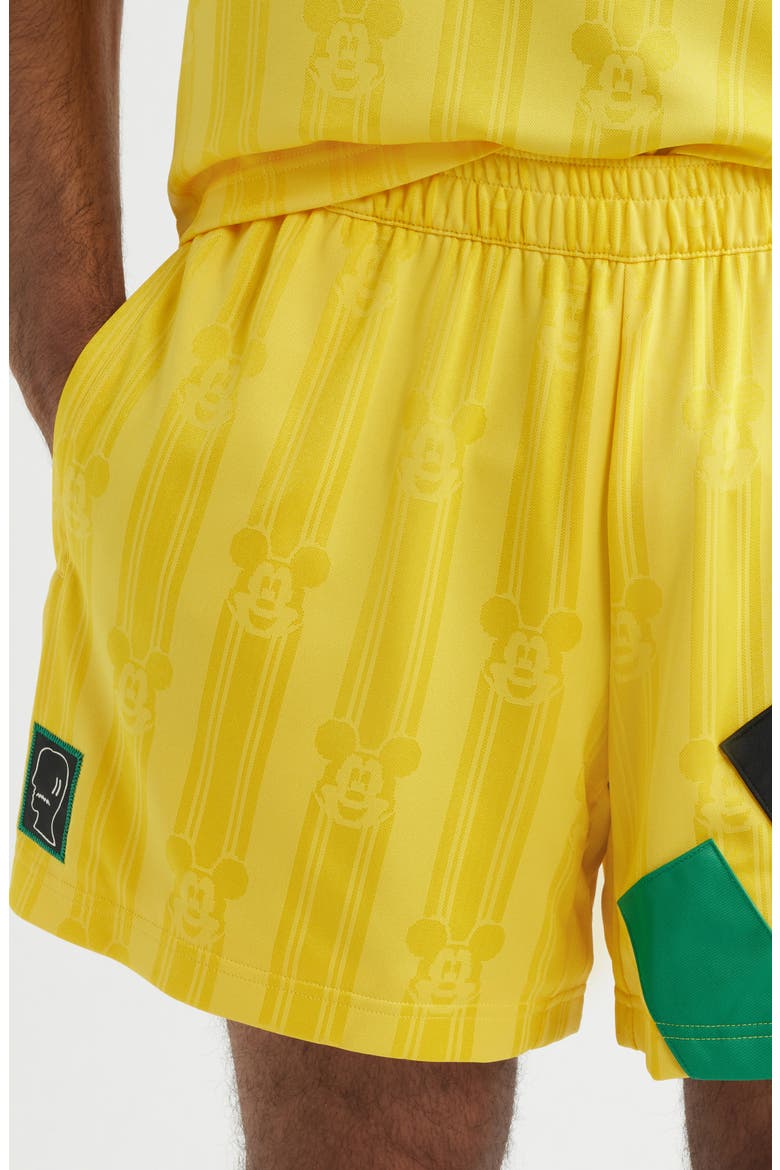 x Brain Dead Disney Football Shorts, Alternate, color, BOLD GOLD