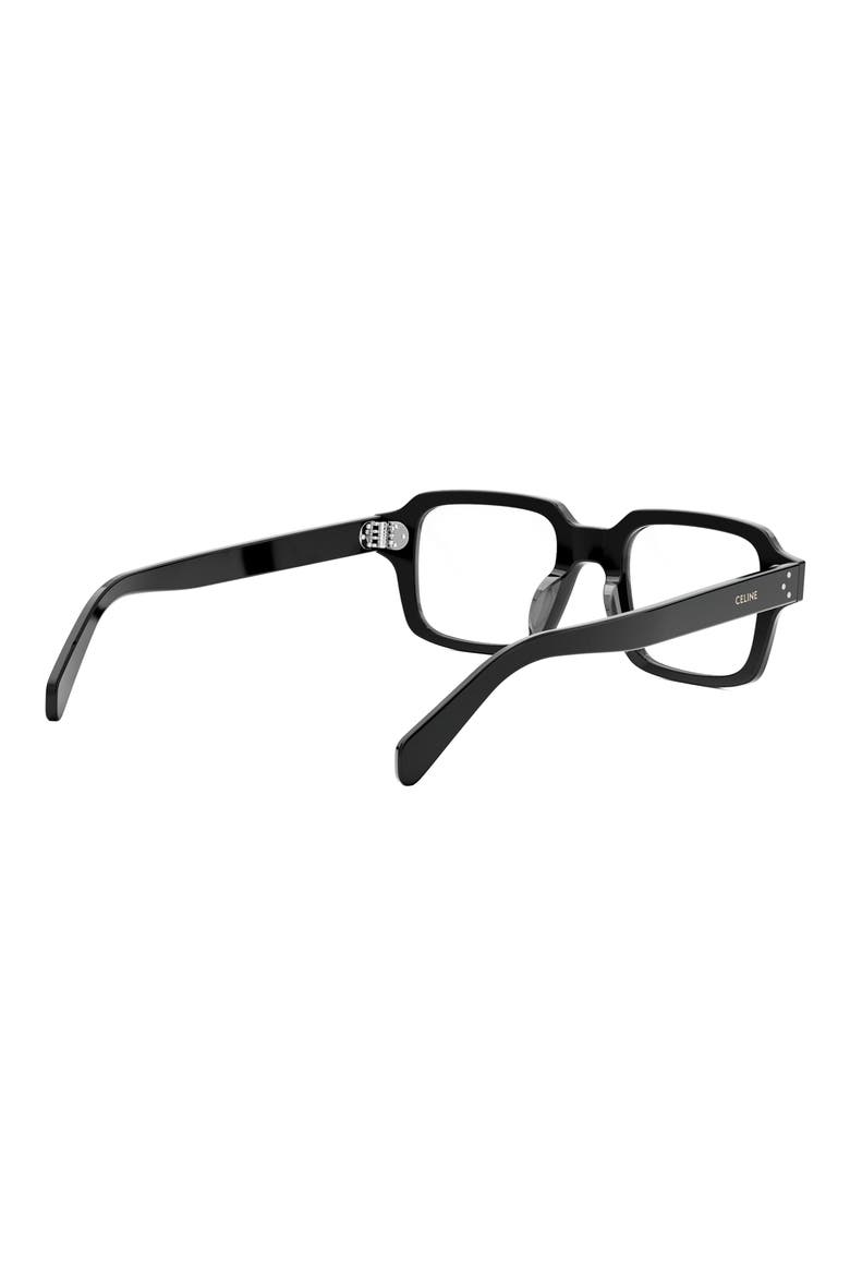 Bold 3 Dots 49mm Small Rectangular Optical Sunglasses, Alternate, color, SHINY BLACK