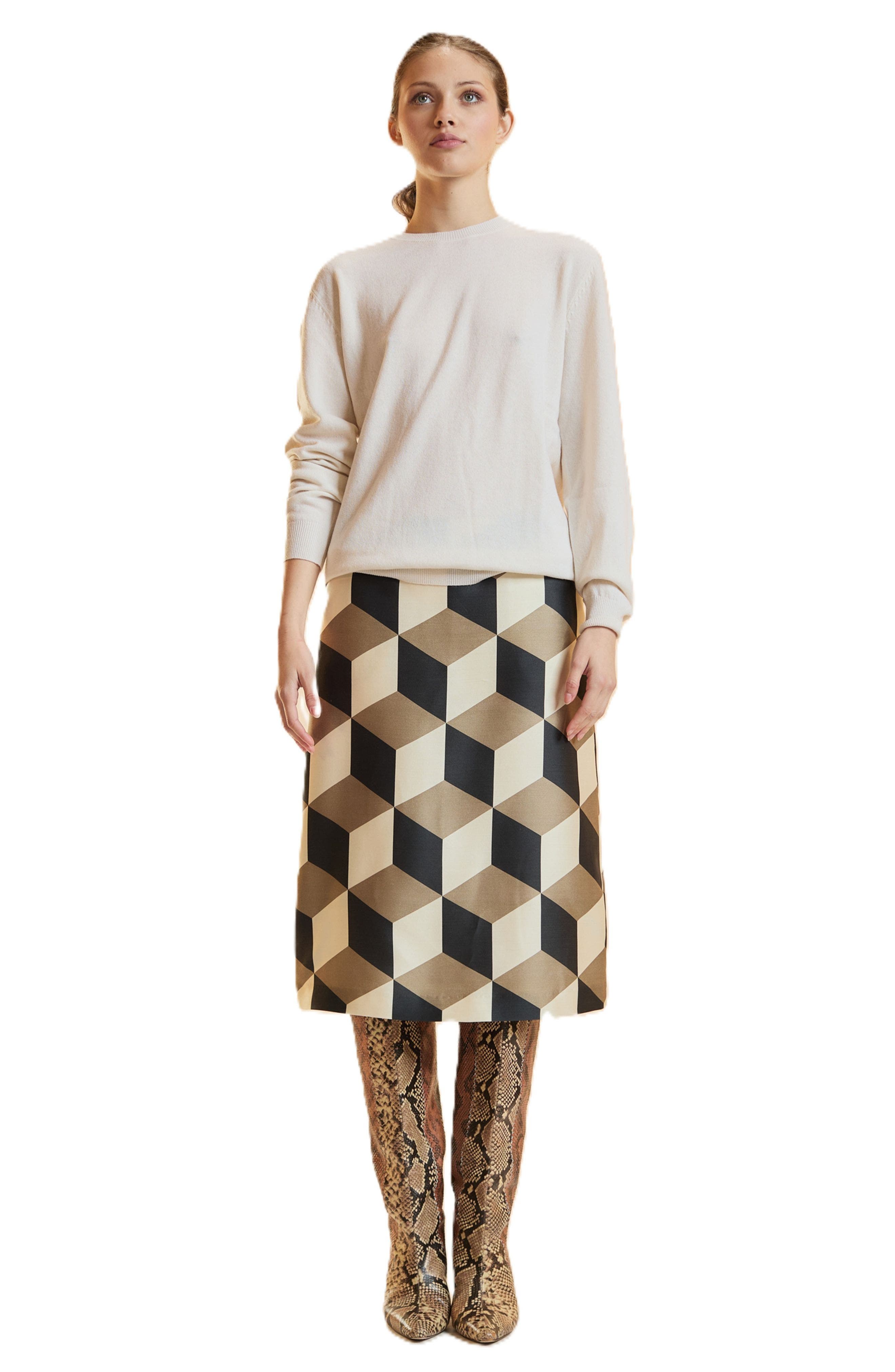 Silk Wool Midi Skirt - image 3