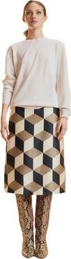 Cynthia Rowley Silk Wool Midi Skirt