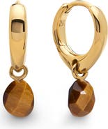 Monica Vinader Nura Tiger's-Eye Drop Huggie Hoop Earrings