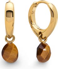 Monica Vinader Nura Tiger's-Eye Drop Huggie Hoop Earrings